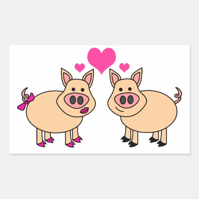True Love - Niedliches Schweinefleisch Cartoon Rechteckiger Aufkleber (Vorderseite)
