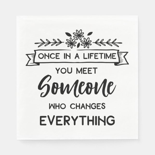 True Love Quote Wedding Brautparty Schwarz-weiß Serviette (Vorderseite)