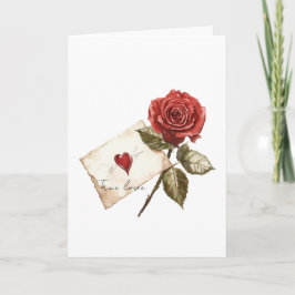 True Love Red Rose Letter Heart Karte