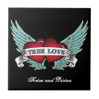 True Love Rockabilly Winged Heart Fliese