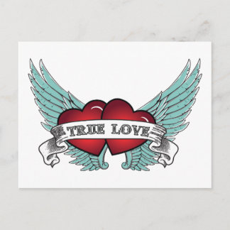 True Love Rockabilly Winged Heart Postkarte
