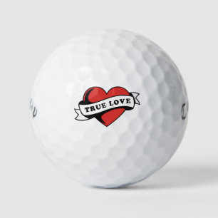True Love Tattoo Heart Klassisches Romandesign Golfball