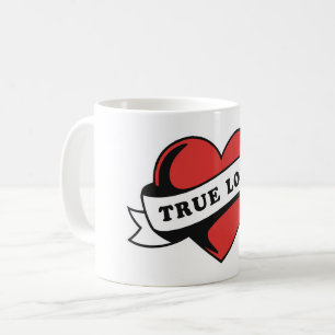 True Love Tattoo Heart   Klassisches Romandesign Kaffeetasse