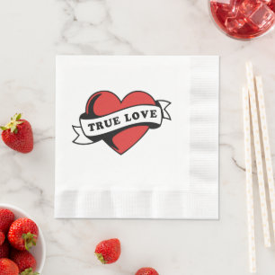 True Love Tattoo Heart Klassisches Romandesign Serviette