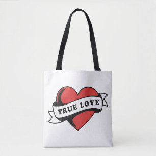 True Love Tattoo Heart   Klassisches Romandesign Tasche