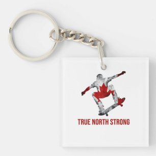 True North Strong Kanadischer Flagge Snowboarder W Schlüsselanhänger