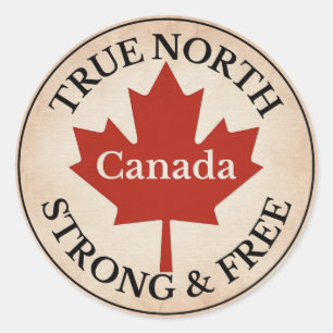 True North Strong und Free Runder Aufkleber