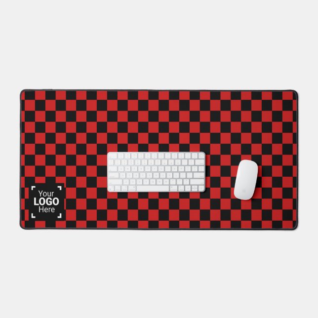 True Red / Black mit Ihrem Firmenlogo überprüft Schreibtischunterlage (Tastatur & Maus)