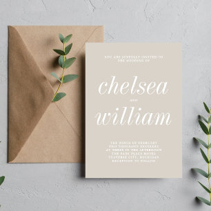 True Simplicity 2 Oyster Minimalist Wedding Einladung