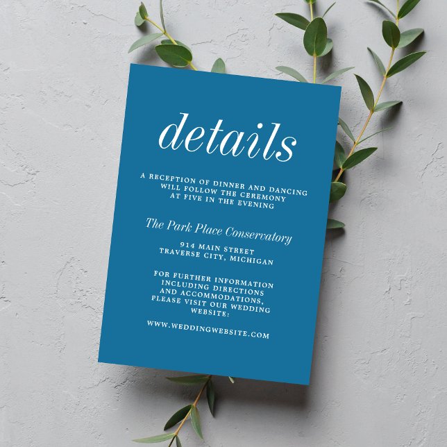 True Simplicity 2 Winter Blue Minimalist Wedding Begleitkarte (Von Creator hochgeladen)