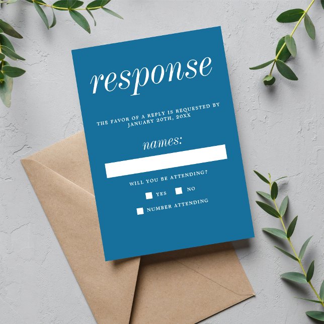 True Simplicity 2 Winter Blue Minimalist Wedding RSVP Karte (Von Creator hochgeladen)