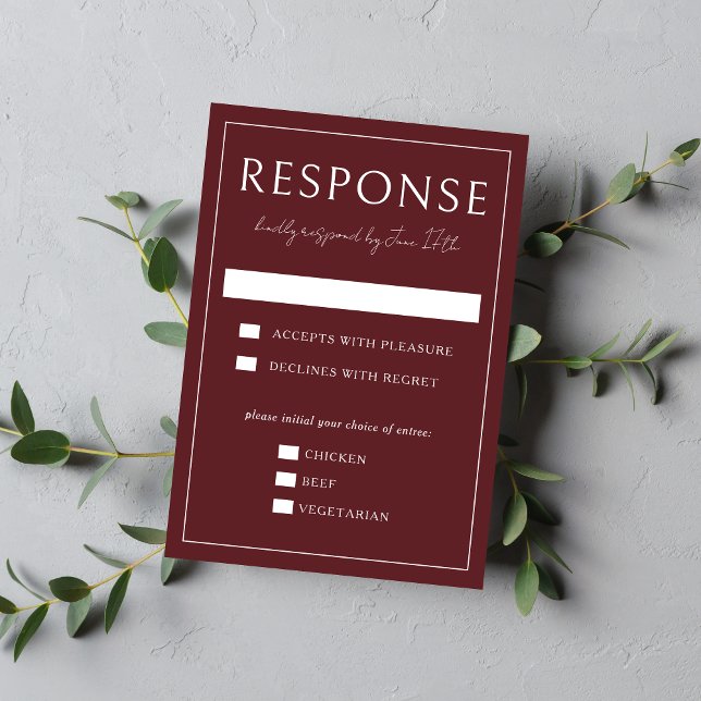True Simplicity 4 | Dark Burgundy | Wedding RSVP Karte (Von Creator hochgeladen)