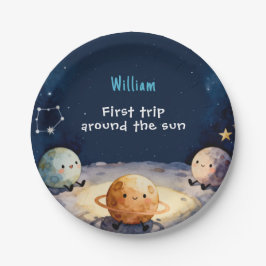 True Space First Trip Around The Sun 1st Birthday Pappteller