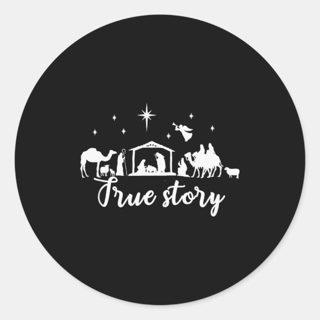 True Story Christmas Gift Religious Nativity Scene Runder Aufkleber (Vorderseite)