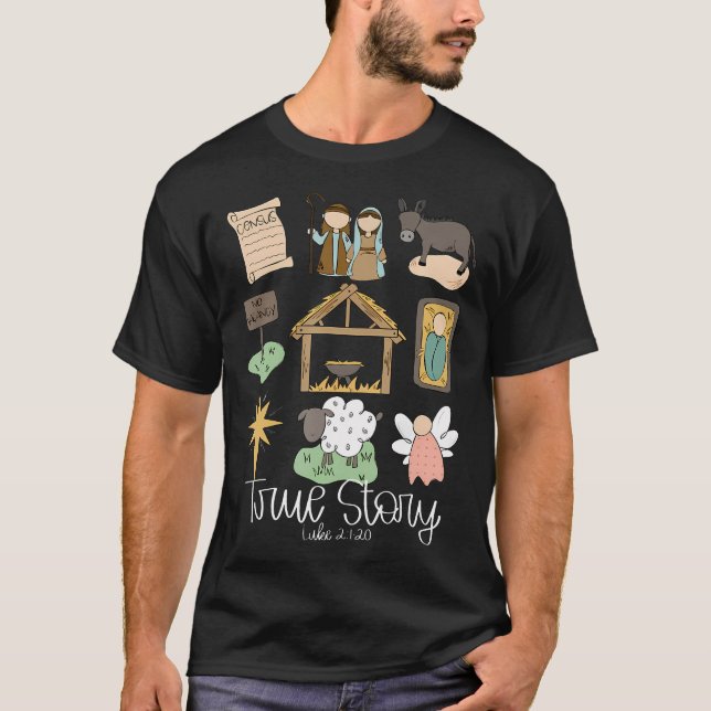 True Story Nativity Weihnachtsjunge Gott Jesus Chr T-Shirt (Vorderseite)