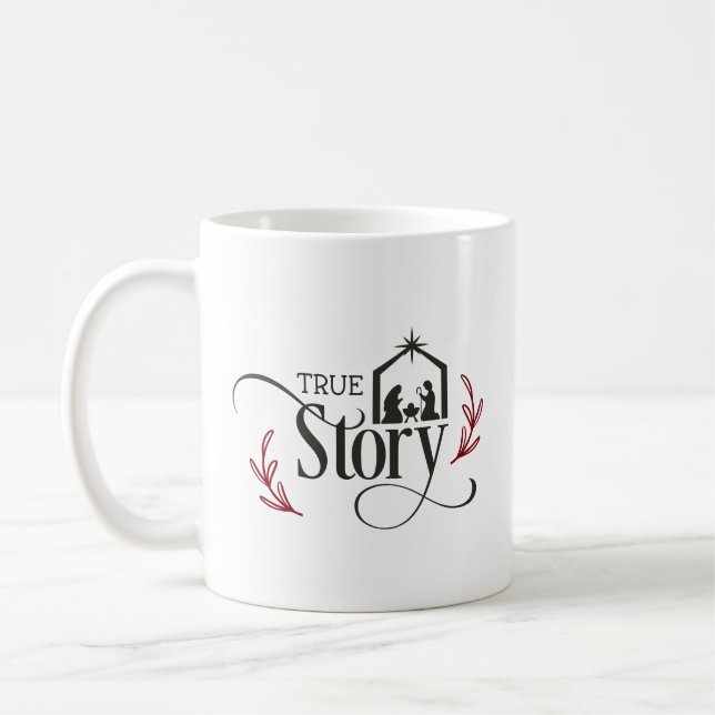 True Story Nativity Weihnachtskaffee-Tasse Kaffeetasse (Links)