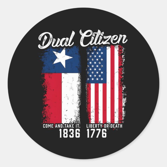 True Texan Dual Citizen Liebe Texas und Amerika Runder Aufkleber (Vorderseite)