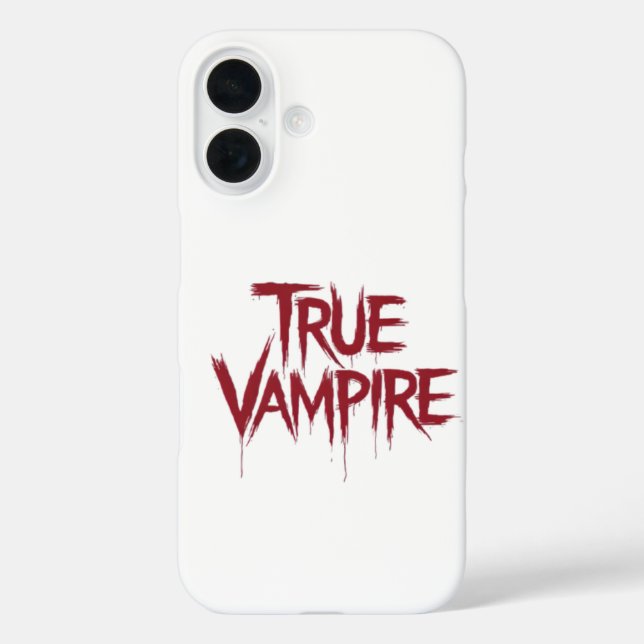 True Vampire Gothic Dripping Blood Text Design iPhone 16 Hülle (Rückseite)