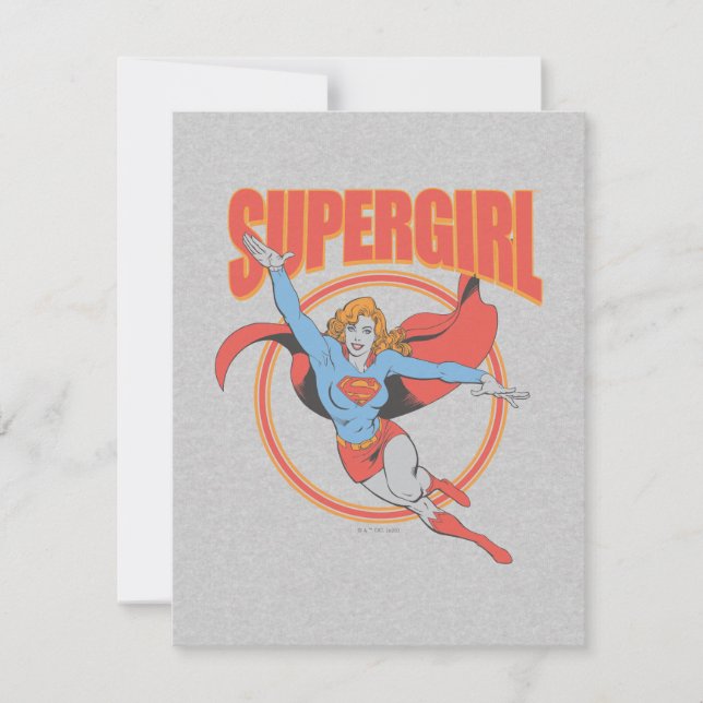 True Vintag Supergirl Flying Graphic Mitteilungskarte (Vorderseite)