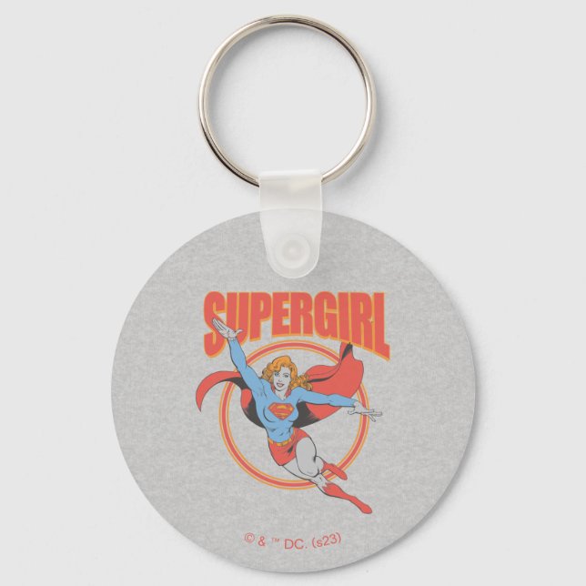 True Vintag Supergirl Flying Graphic Schlüsselanhänger (Vorderseite)