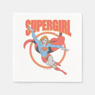 True Vintag Supergirl Flying Graphic Serviette