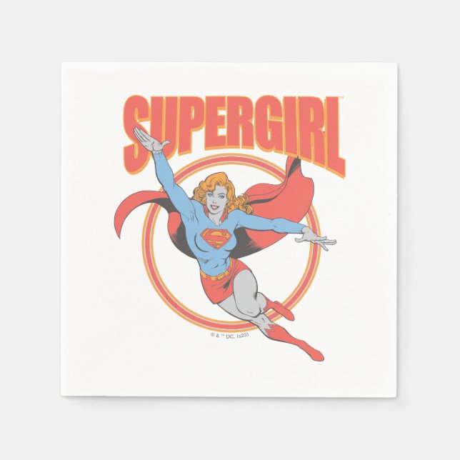 True Vintag Supergirl Flying Graphic Serviette (Vorderseite)