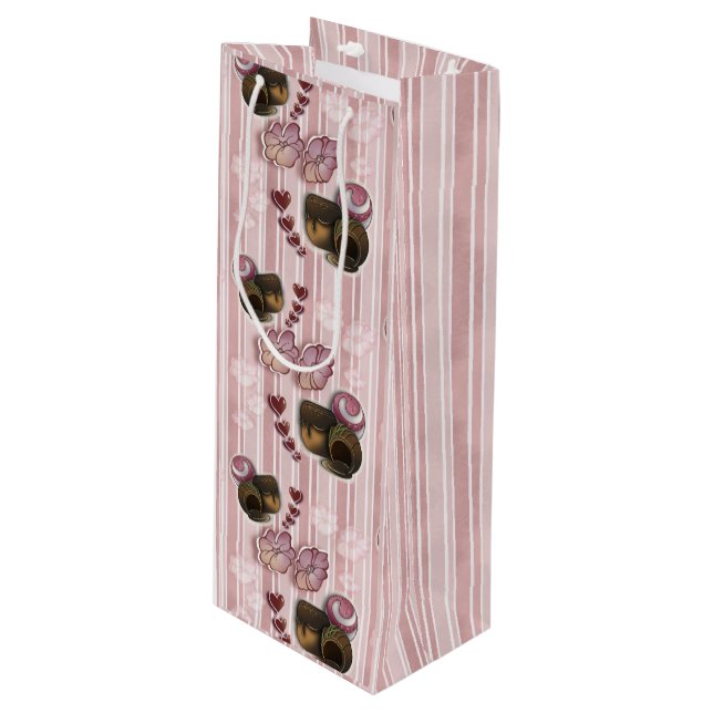 Truffle- Stripes Geschenktüte Für Weinflaschen (Vorderseite Schrägansicht)