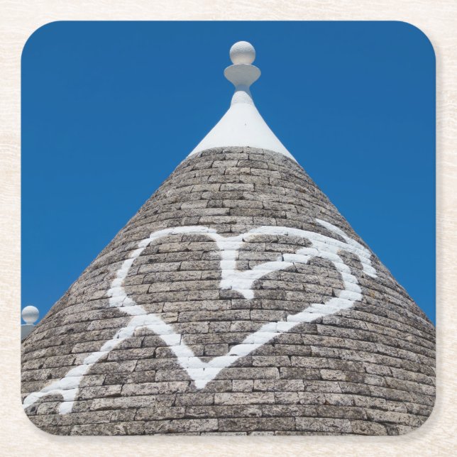 Trulli Haus-Dach-Untersetzer Rechteckiger Pappuntersetzer (Vorderseite)
