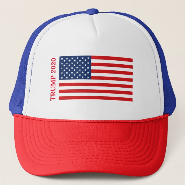 TRUMP 2020 American Flag Trucker Hat Truckerkappe (Vorderseite)