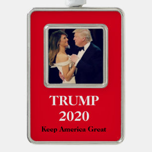 Trump 2020 Behielt Amerika groß Rahmen-Ornament Silber