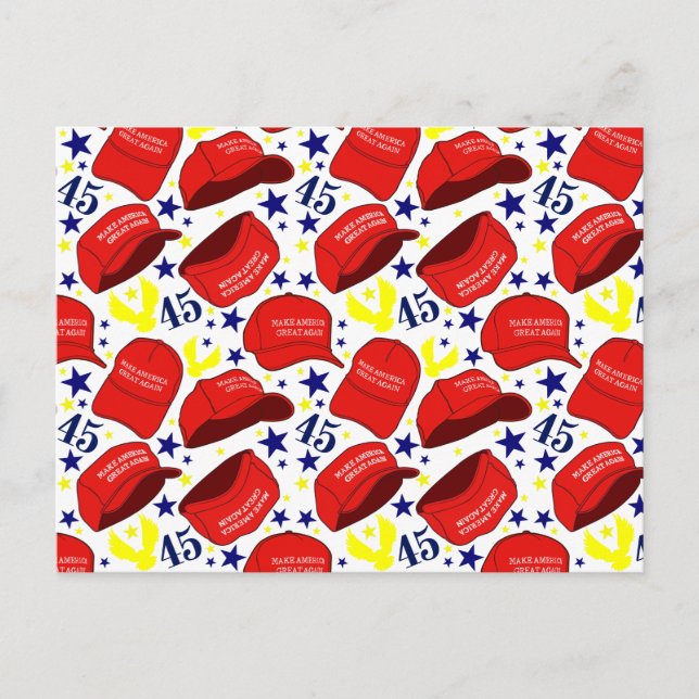 Trump 2020 MAGA Hat Pattern - weiß - Postkarte (Vorderseite)