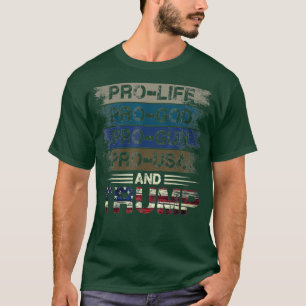 Trump 2020 Pro Life God Gun USA MAGA Retro T-Shirt