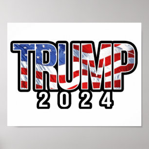 Trump 2020 Waving Flag Poster