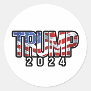 Trump 2020 Waving Flag Runder Aufkleber