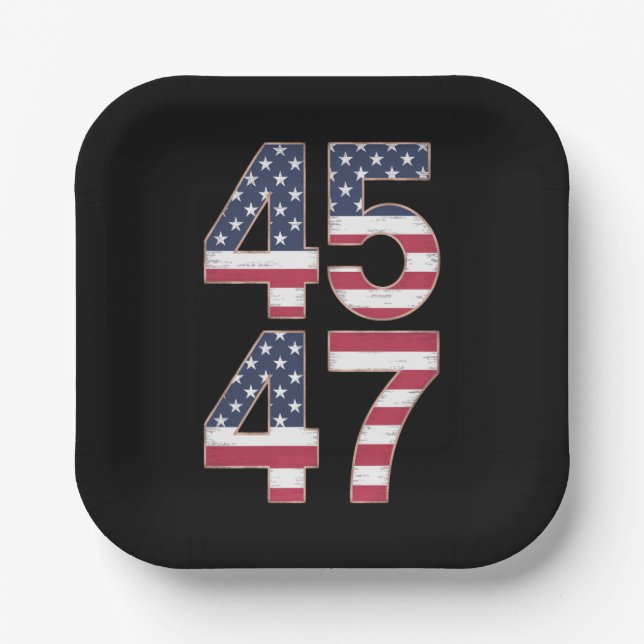 Trump 2024 45 47 Vintage Pappteller (Vorderseite)