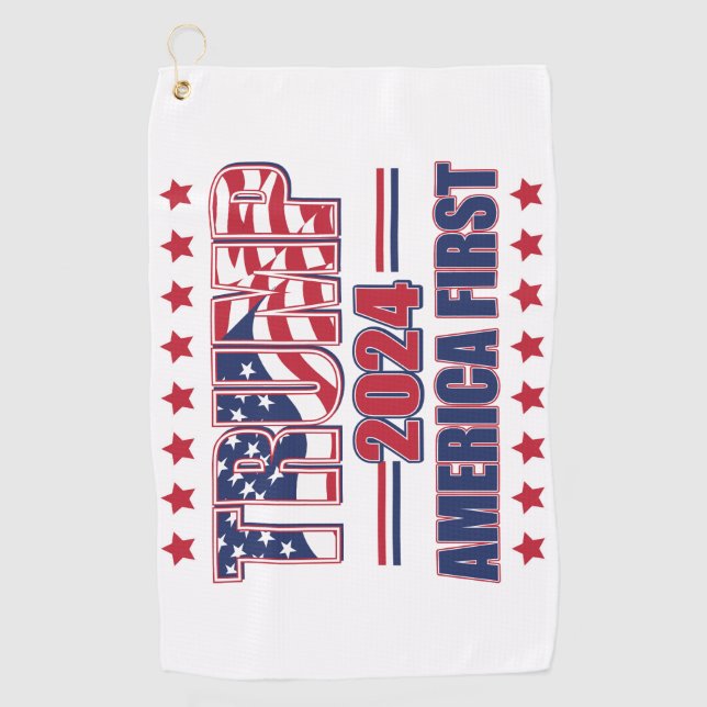 Trump 2024 America First Golfhandtuch (Vorderseite)