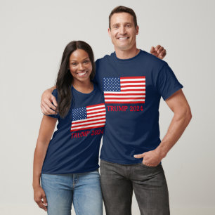 TRUMP 2024 AMERICAN FLAG BASIC DARK T - SHIRT