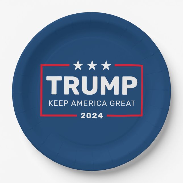 Trump 2024 - Amerika mit den Sternen Behalten Pappteller (Vorderseite)