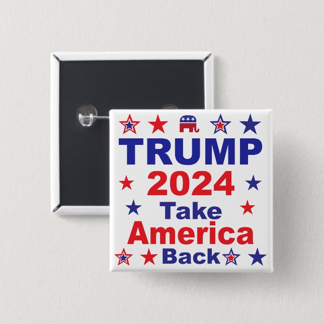 TRUMP 2024: Amerika zurück Button (Vorne & Hinten)