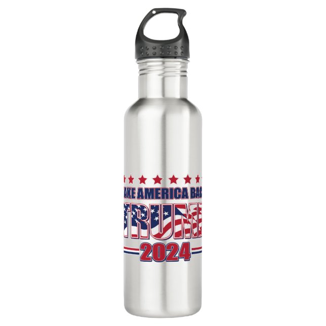 TRUMP-2024: Amerika zurück Edelstahlflasche (Vorderseite)