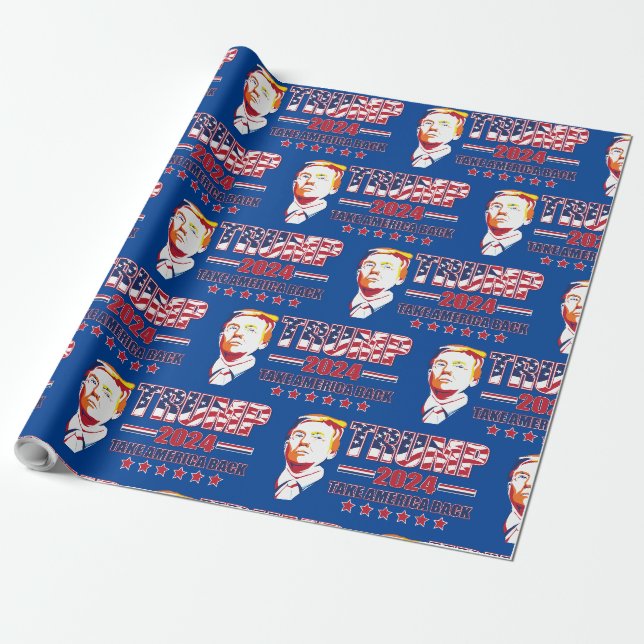 Trump 2024: Amerika zurück Geschenkpapier (Ungerollt)