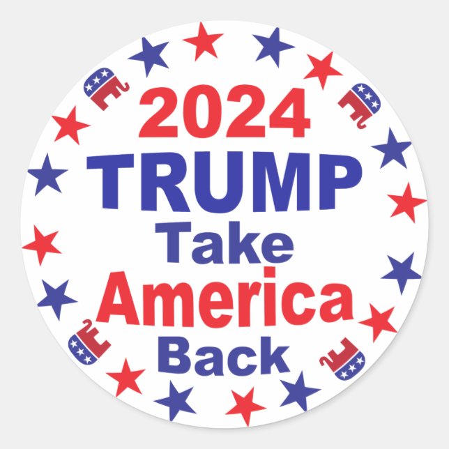 TRUMP 2024: Amerika zurück Runder Aufkleber (Vorderseite)