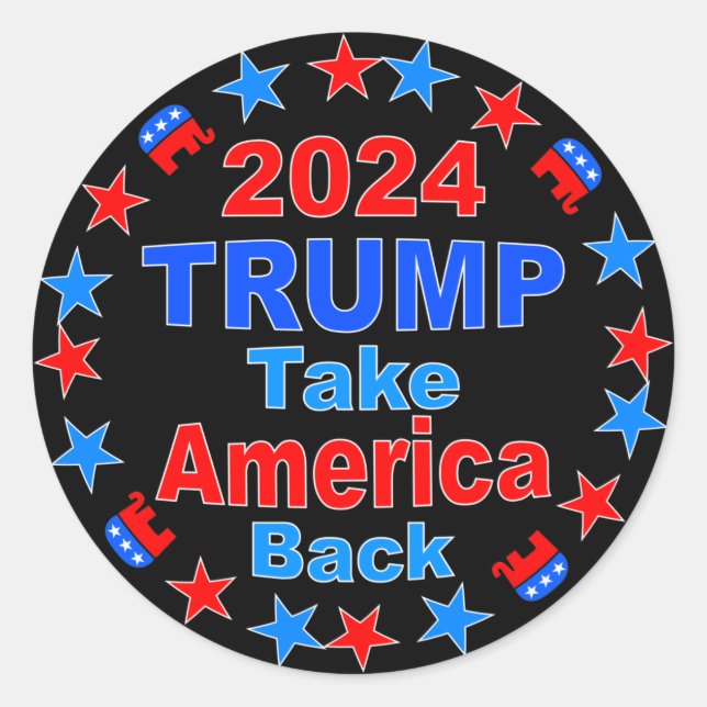 TRUMP 2024: Amerika zurück Runder Aufkleber (Vorderseite)