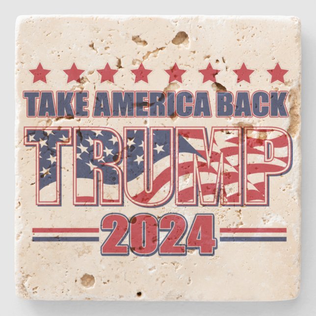 Trump 2024: Amerika zurück Steinuntersetzer (Vorderseite)