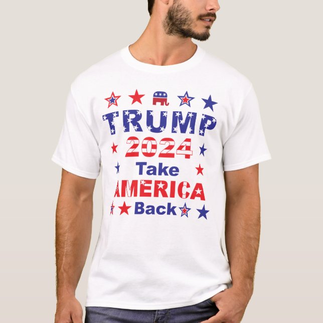 TRUMP 2024: AMERIKA zurück T-Shirt (Vorderseite)