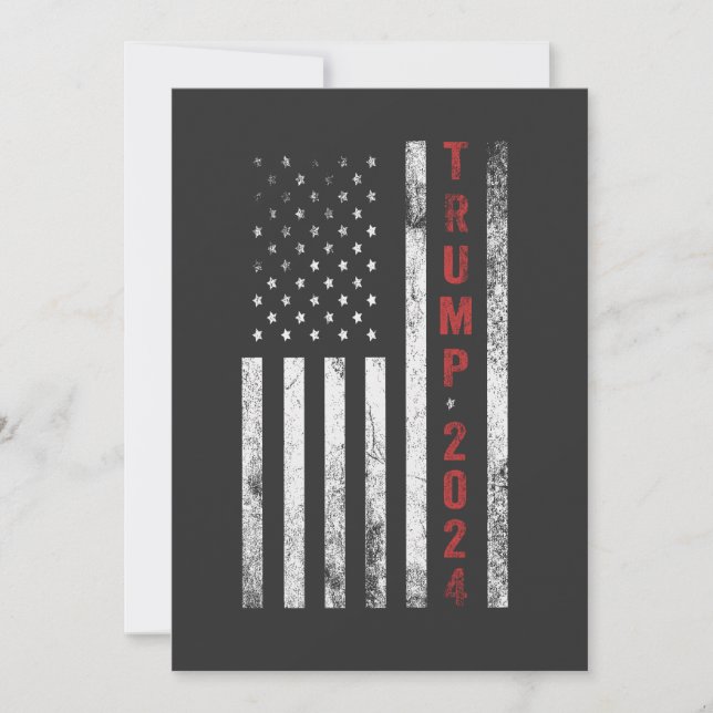 Trump 2024 Amerikanische Flagge beängstigend Vinta Einladung (Vorderseite)