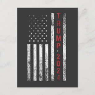Trump 2024 Amerikanische Flagge beängstigend Vinta Einladungspostkarte