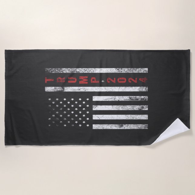 Trump 2024 Amerikanische Flagge beängstigend Vinta Strandtuch (Vorderseite)