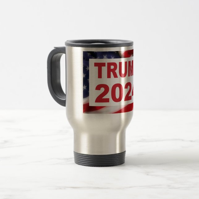 Trump 2024 Amerikanische Flagge Reisebecher (Vorderseite Links)