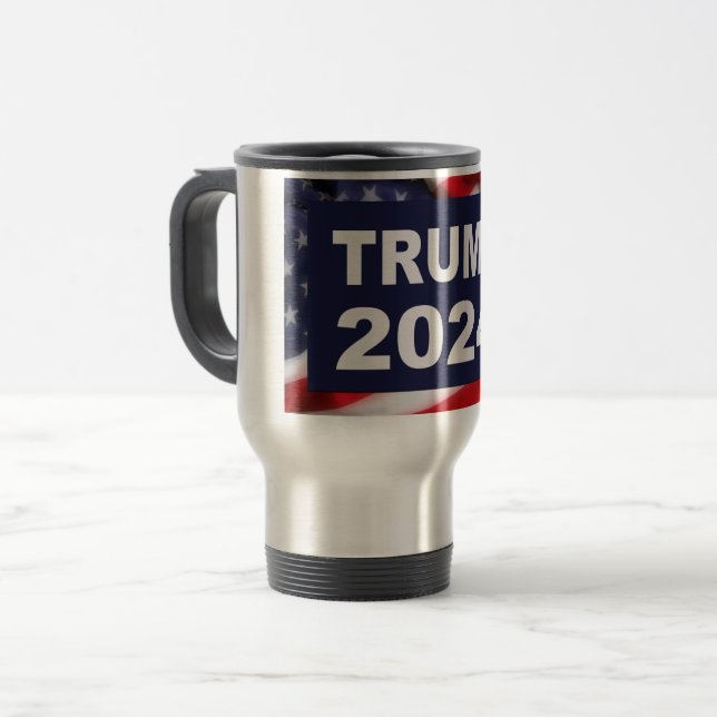 Trump 2024 Amerikanische Flagge Reisebecher (Vorderseite Links)